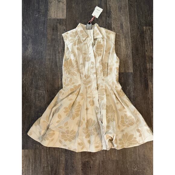 Alex Marie Women's Sand Tinsley Cotton Cap Sleeve Button Down Dress Size 10 - Picture 3 of 5